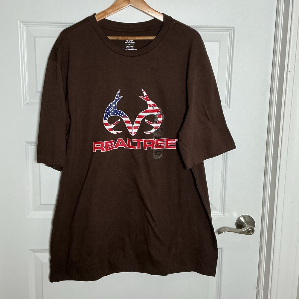 Realtree Dark Brown American Flag Graphic Tee